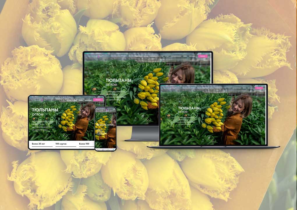 Основной экран проекта Лендинг тепличного хозяйства Tulpan34